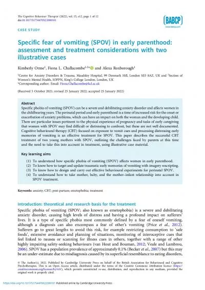 CASESTUDYSpecificfearofvomitingSPOVinearlyparenthoodassessmentandtr