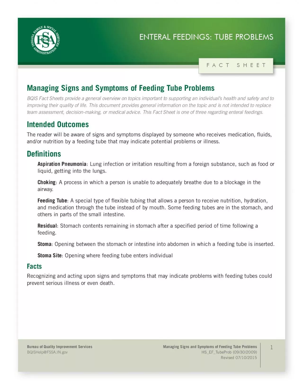 PDF-Managing Signs and Symptoms of Feeding Tube ProblemsBQIS Fact Sheets p