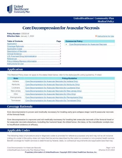 Core Decompression for Avascular Necrosis