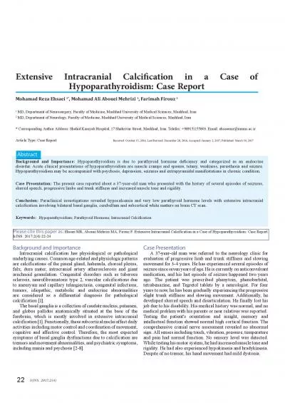 Extensive Intracranial Calci31cation in a Case of