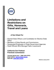 Limitations and Restrictions on Gifts, Honoraria, Travel and LoansA Fa