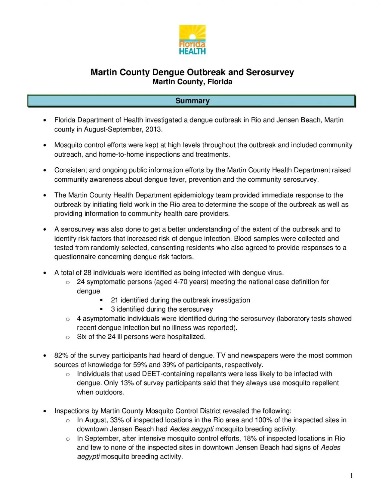 PDF-Martin County Dengue Outbreak and Serosurvey