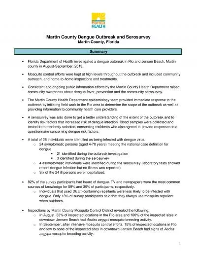 Martin County Dengue Outbreak and Serosurvey