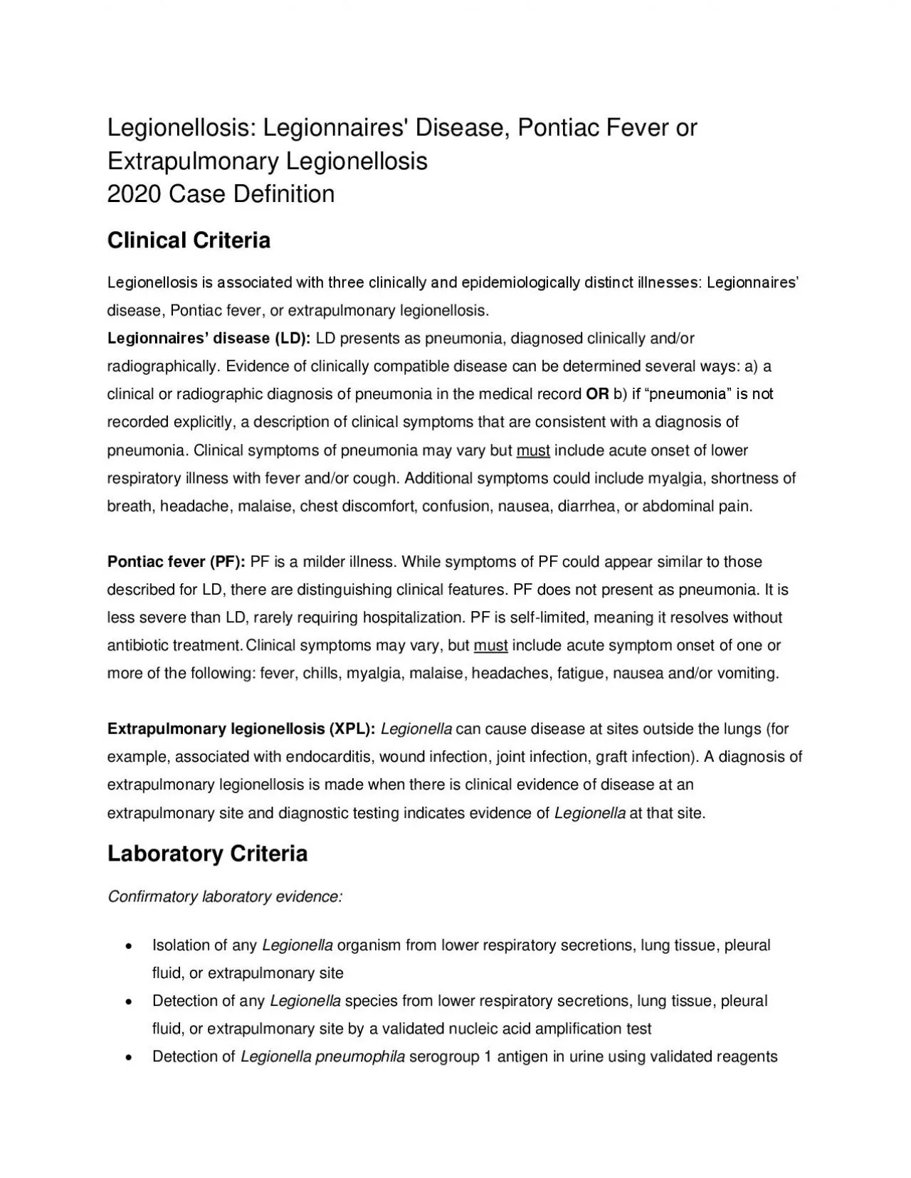 PDF-Legionellosis Legionnaires Disease Pontiac Fever or