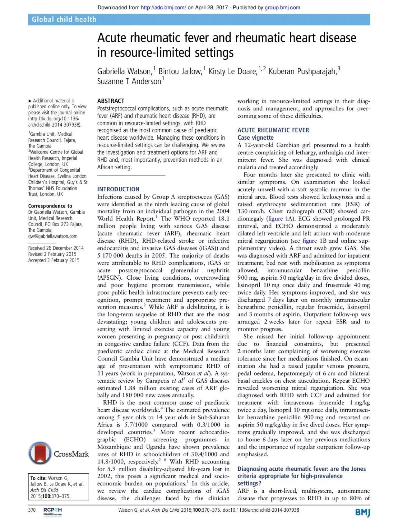 PDF-disease in resourcelimited settingsAcute rheumatic fever and rheumati