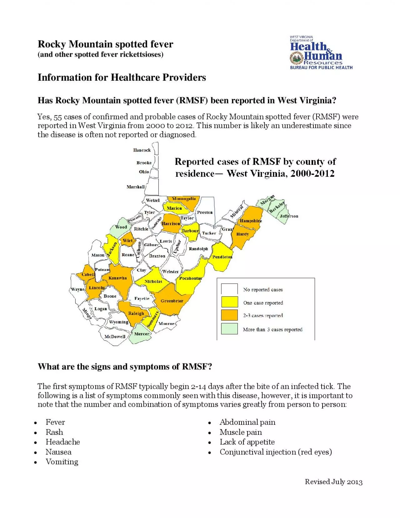 PDF-x0000x0000Revised July 2013 Rocky Mountain spotted fever other