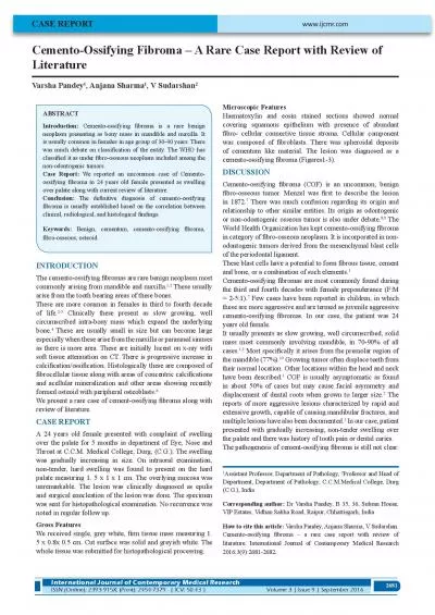 CementoOssifying Fibroma 150 A Rare Case Report with Review of