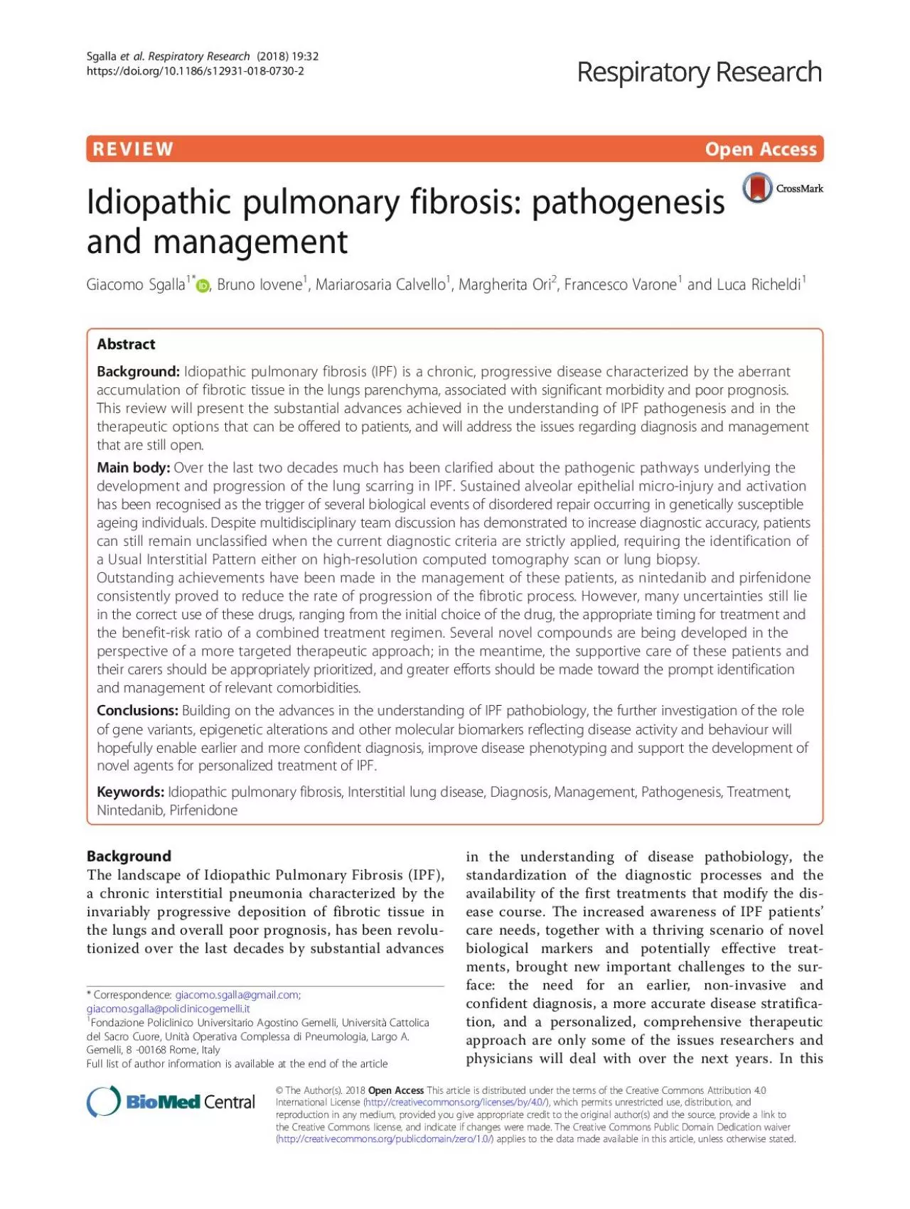 PDF-reviewwesummarizethecurrentknowledgeonpathogenesisandmanagementofIPF