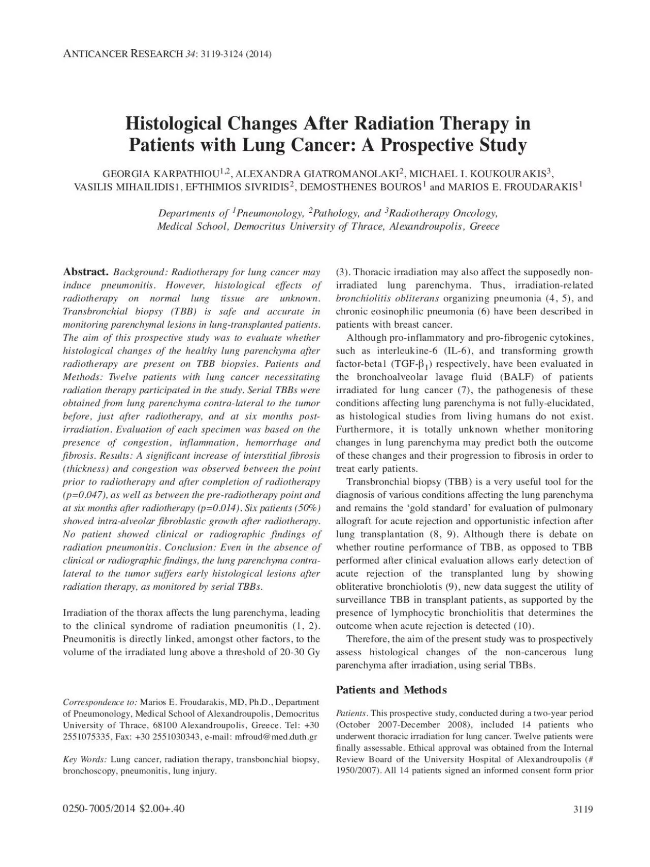 Abstract Background Radiotherapy for lung cancer mayinduce pneumonit