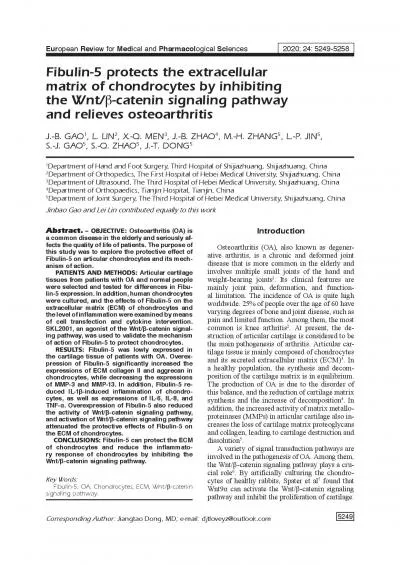 150 OBJECTIVE Osteoarthritis OA is a common disease in the elder