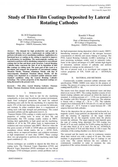 Study of Thin Film Coatings Deposited by Lateral Rotating Cathodes