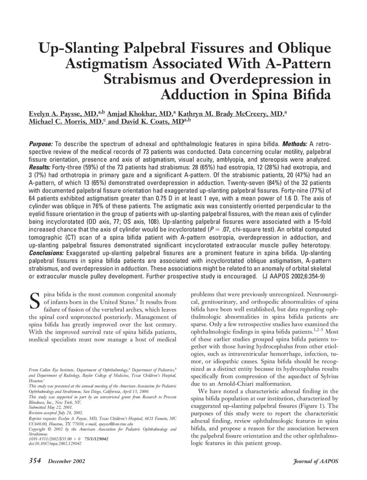 PDF-UpSlantingPalpebralFissuresandObliqueAstigmatismAssociatedWithAPatte