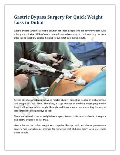 Gastric Bypass Surgery for Quick Weight Loss in Dubai