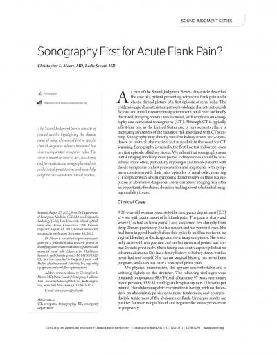 Sonography First for Acute Flank Pain