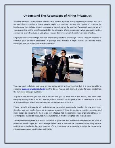 Understand The Advantages of Hiring Private Jet