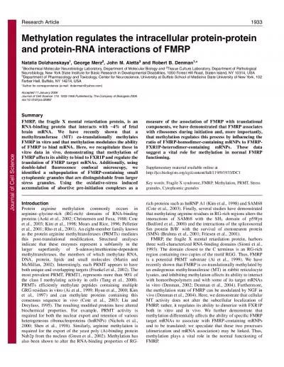 SummaryMethylation regulates the intracellular proteinproteinand prot