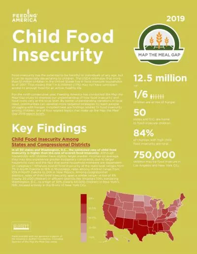 Key Findings16children are at risk of hungerstates and DC are home