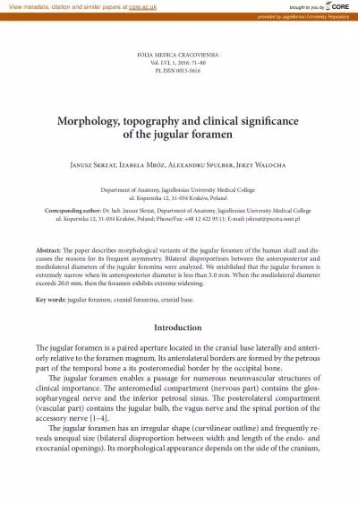 Morphology topography and clinical signi29cance of the jugular for