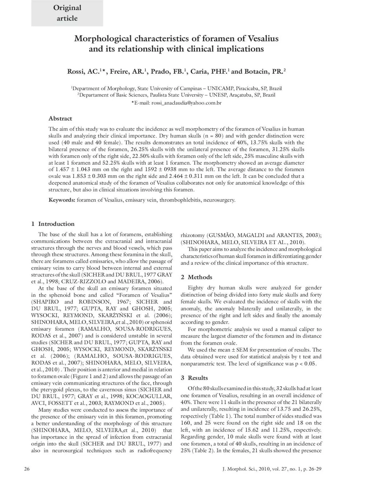 PDF-Morphological characteristics of foramen of Vesalius