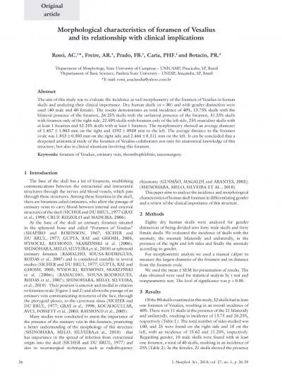 Morphological characteristics of foramen of Vesalius