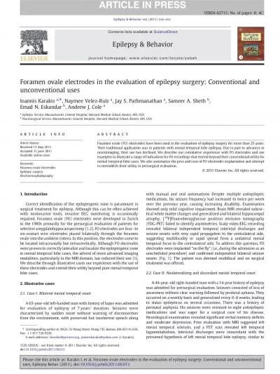 ForamenovaleelectrodesintheevaluationofepilepsysurgeryConventionaland