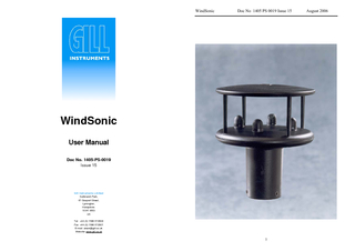WindSonic                      Doc No  1405 PS 0019 Issue 15