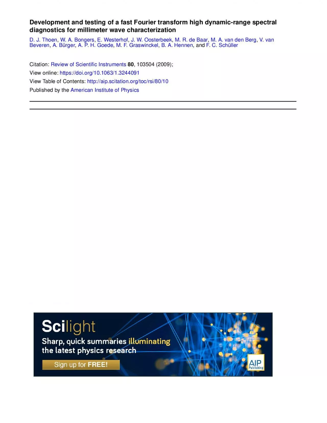 PDF-Development and testing of a fast Fourier transform high dynamicrange