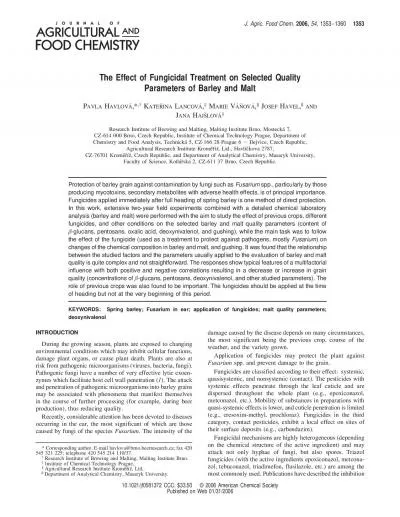 TheEffectofFungicidalTreatmentonSelectedQualityParametersofBarleyandMa