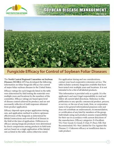 Fungicide Efficacy for Control of Soybean Foliar Diseases