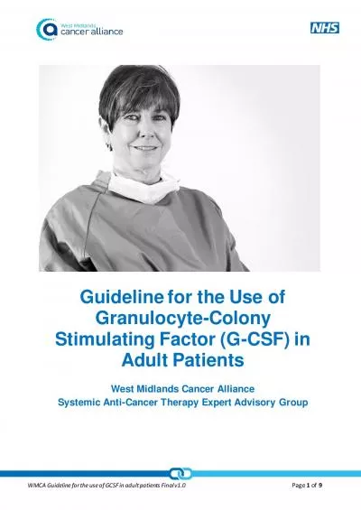 WMCA Guideline for the use of GCSF in adult patients