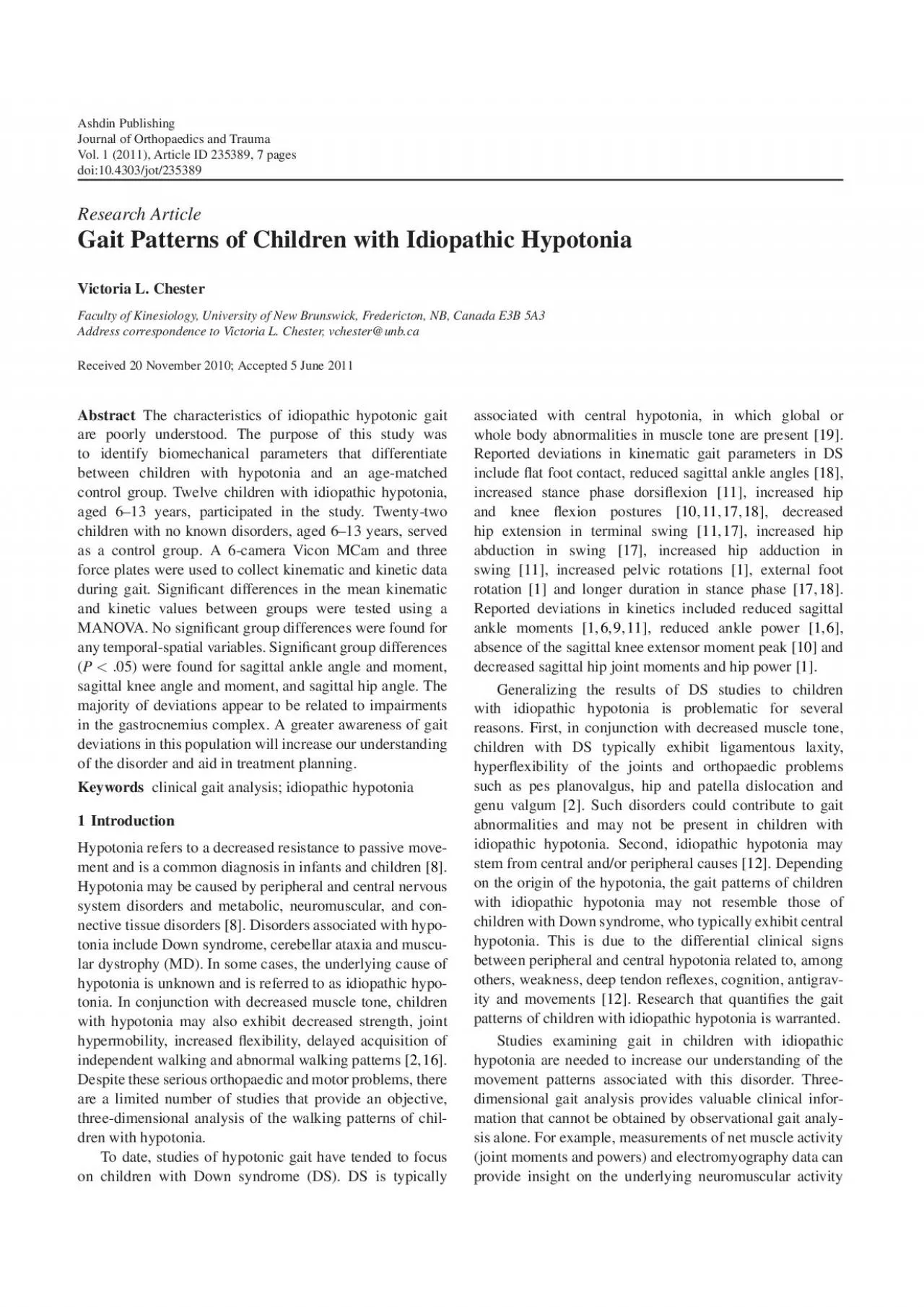 PDF-AshdinPublishingJournalofOrthopaedicsandTraumaVol12011ArticleID235