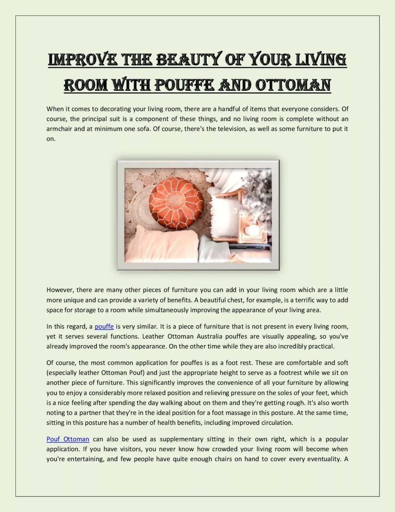 PDF-Improve The Beauty of Your Living Room With Pouffe and Ottoman