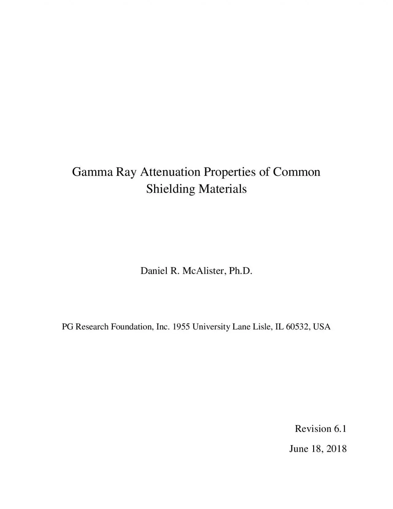 PDF-Gamma Ray Attenuation Properties of Common