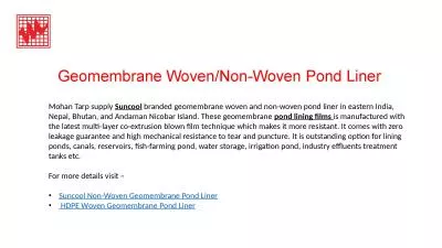 Suncool Geomembrane Woven/Non-Woven Pond Liner