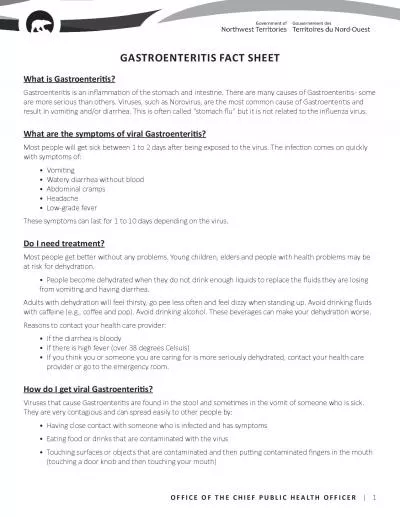 GASTROENTERITIS FACT SHEET