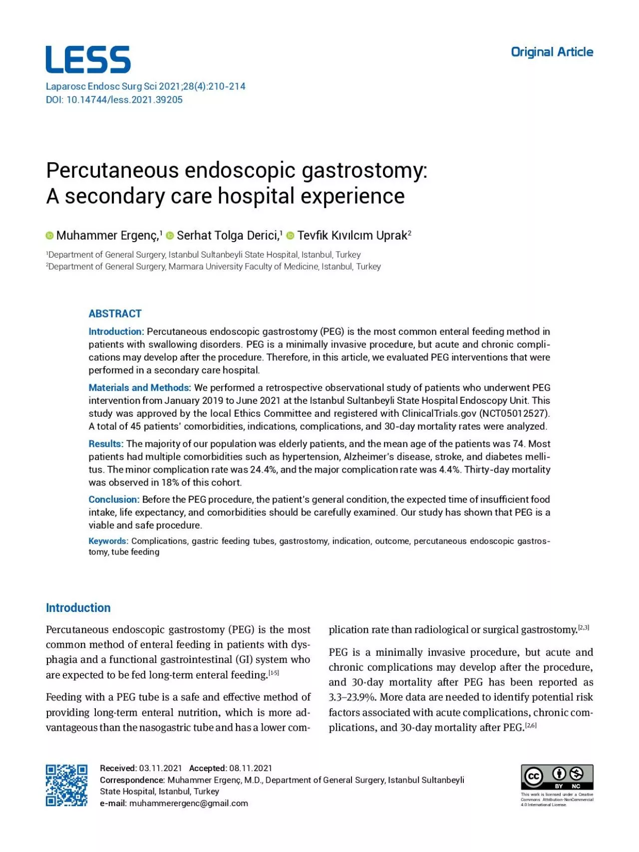 PDF-Original ArticlePercutaneous endoscopic gastrostomyA secondary care h