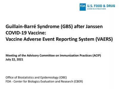 GuillainBarr Syndrome GBS after Janssen COVID19 Vaccine Vaccine