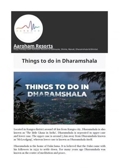 Things to do in Dharamshala : Aaroham Resorts
