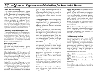 Regulations and Guidelines for Sustainable Harvest