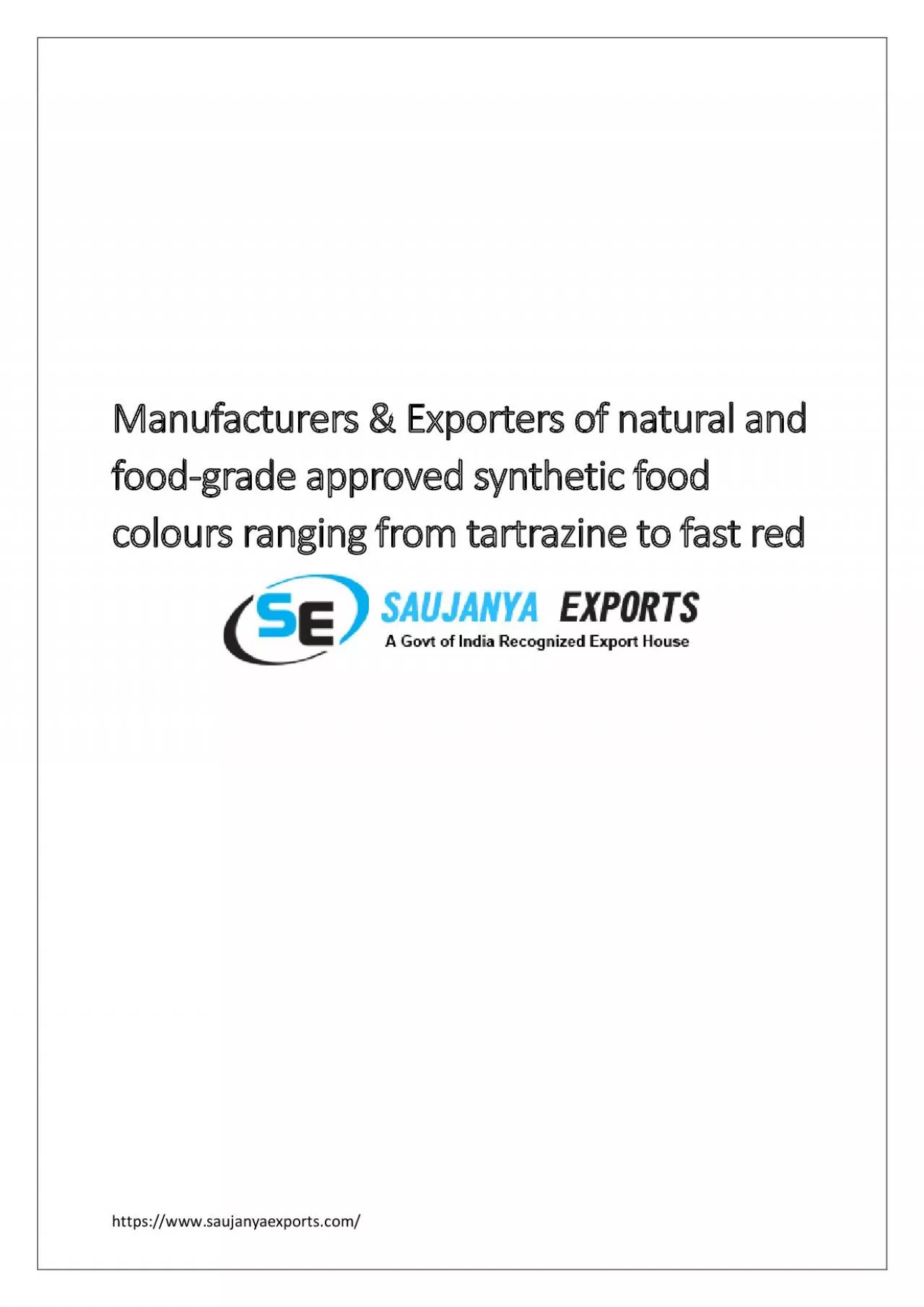 PDF-Natural & Synthetic Food Colour Manufacturers & Exporters