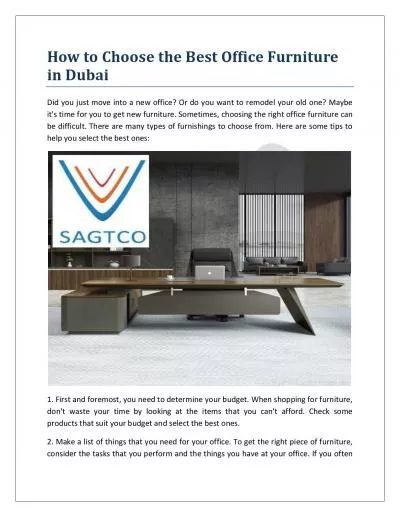 How to Choose the Best Office Furniture in Dubai