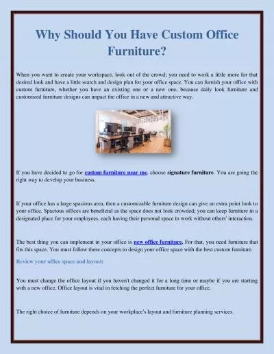Why Should You Have Custom Office Furniture?