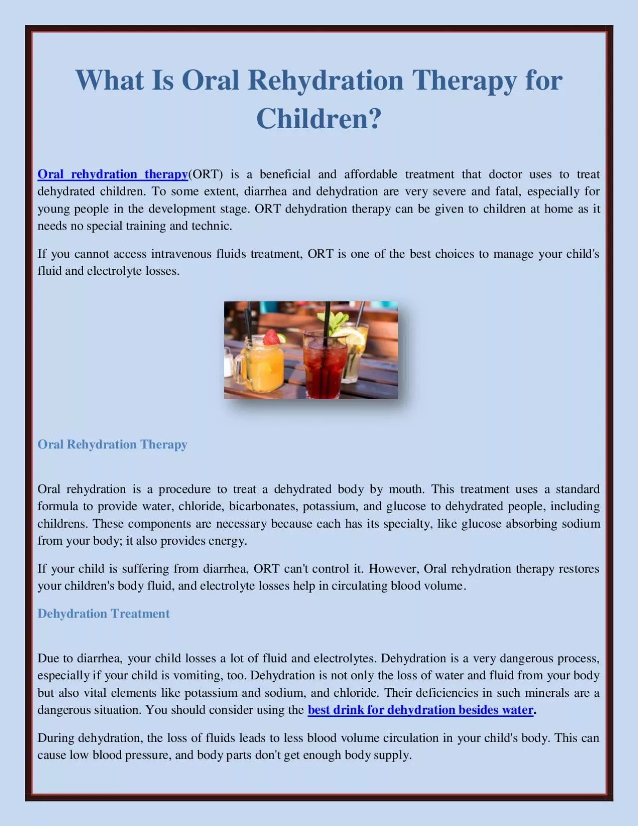 What Is Oral Rehydration Therapy for Children?