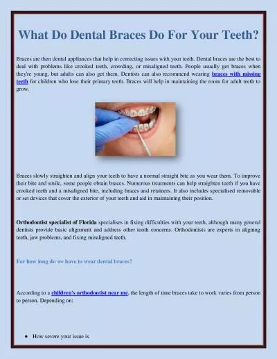 What Do Dental Braces Do For Your Teeth?