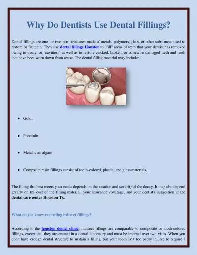 Why Do Dentists Use Dental Fillings?