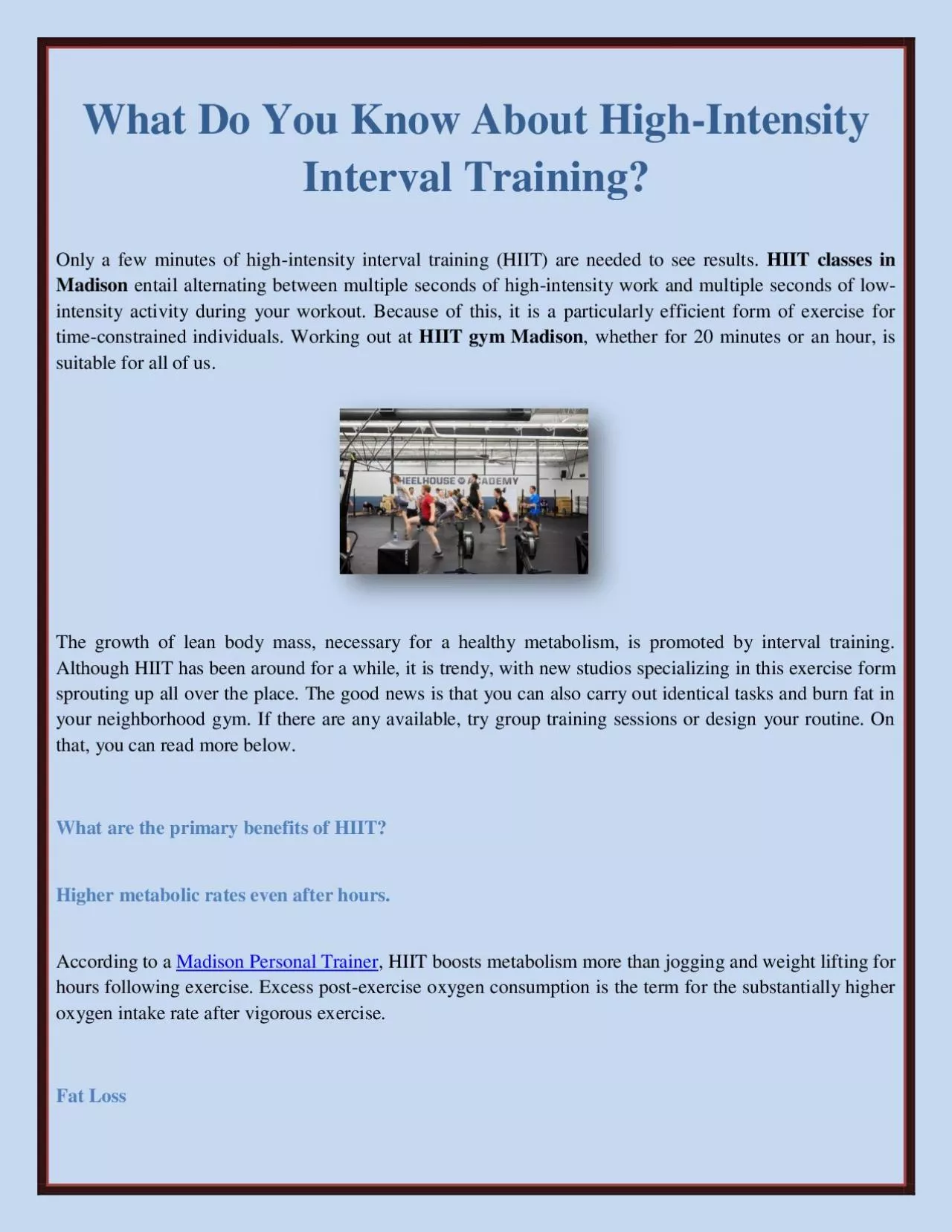 What Do You Know About High-Intensity Interval Training?