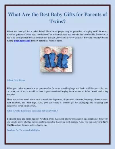 What Are the Best Baby Gifts for Parents of Twins?