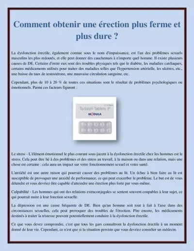 Comment obtenir une érection plus ferme et plus dure ?