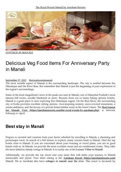 Delicious Veg Food Items For Anniversary Party in Manali