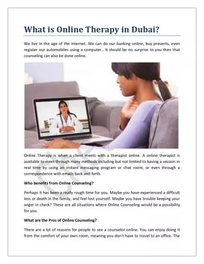 What is Online Therapy in Dubai?